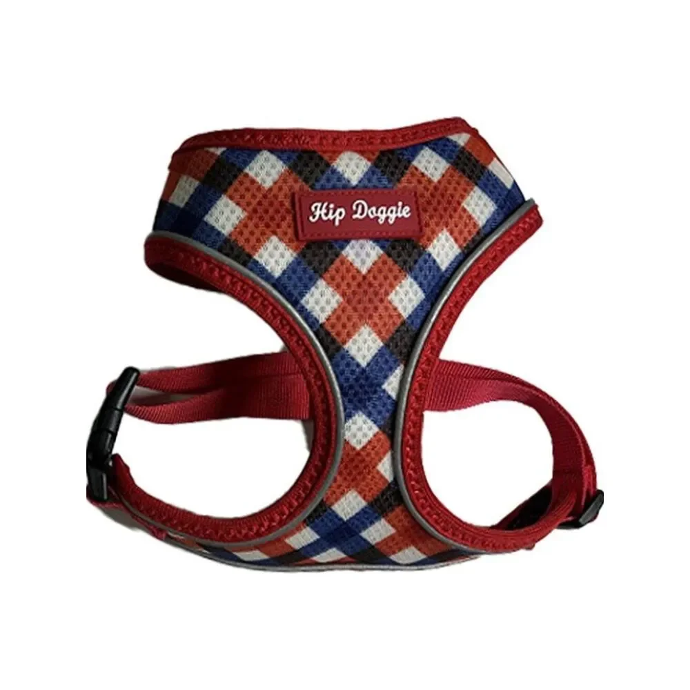 Ultra Comfort Reflective Harness Vest - Red/Navy Check - sz m